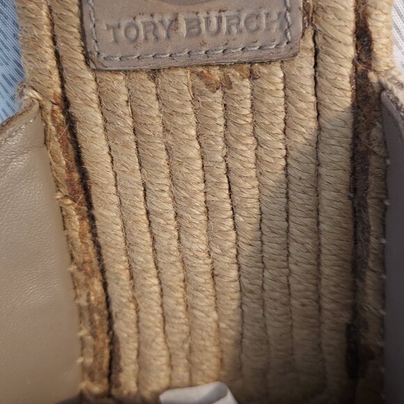 Tory Burch Espadrilles Mules Size 8 Slides Sandals Flats Slip On Beige Leather - Picture 9 of 16